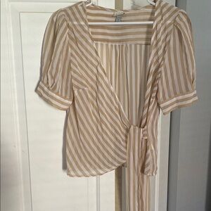 Target Cream and White Wrap Sheer Blouse with Sailor Collar and Tie Front